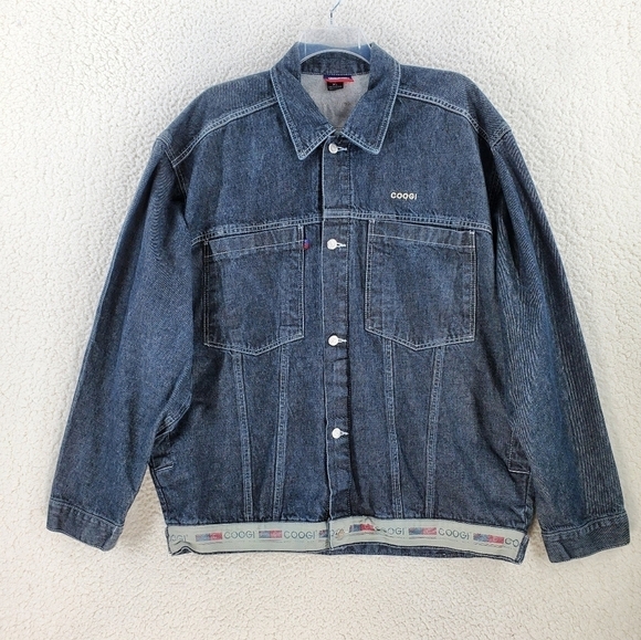 Vtg Coogi Denim Jacket Men XL Blue Hip Hop Trucker Utility Barn Chore Cotton Y2K - Picture 15 of 16
